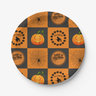 Prato De Papel Halloween Chessboard