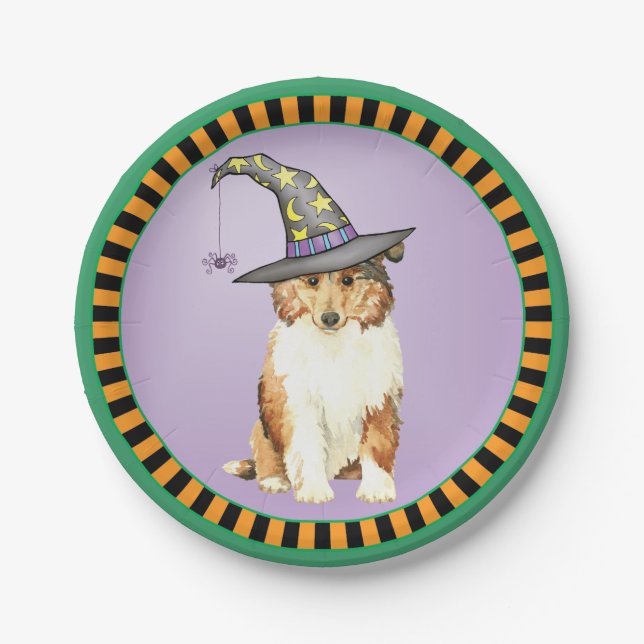 Prato De Papel Halloween Collie (Frente)