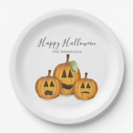 Prato De Papel Halloween Cute Pumpkins Jack O'lanterns