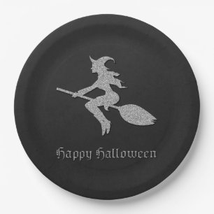 Prato De Papel Halloween da Bruxa Voadora Silver