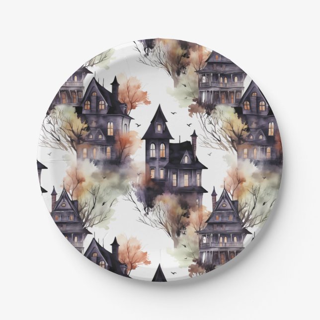 Prato De Papel Halloween da Casa Assombrada (Frente)