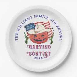 Prato De Papel Halloween de Abóbora Patriótica Moderna