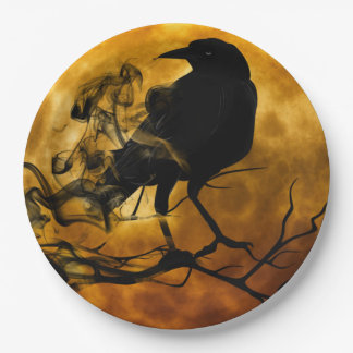 Prato De Papel Halloween de Raven Negro Assustador