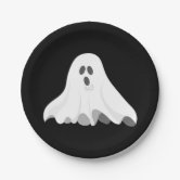 Prato De Papel Cartoon Halloween Gritando Rosto Fantasma