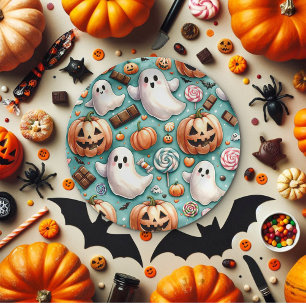 Prato De Papel Halloween Doodles