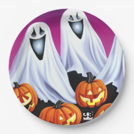 Prato De Papel Halloween Fantasmas e Pumpkins