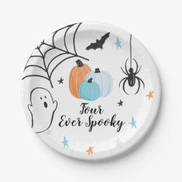 Prato De Papel Halloween Four Eterno Spooky Birthday Blue Pumpkin