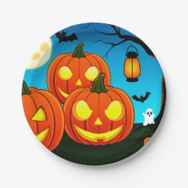 Prato De Papel Halloween Ghost, Pumpkins, Bats
