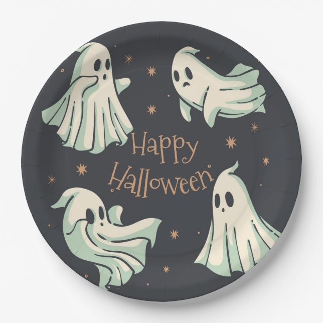 Prato De Papel Halloween Ghost Spooktacular Feliz Halloween (Frente)