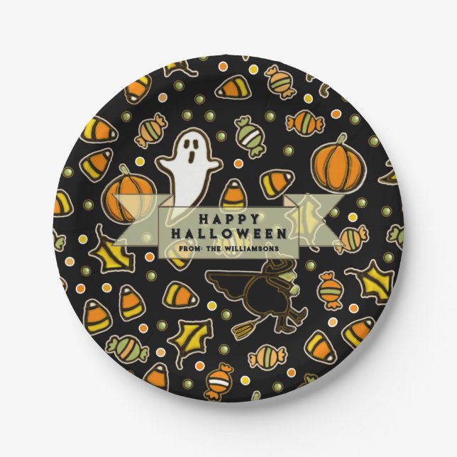 Prato De Papel Halloween Gift Treats (Frente)
