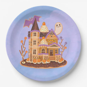 Prato De Papel Halloween Gingerbird Casa Assombrada