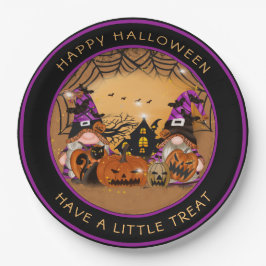 Prato De Papel Halloween Gnones Pumpkins Spiderweb assombrada Cas