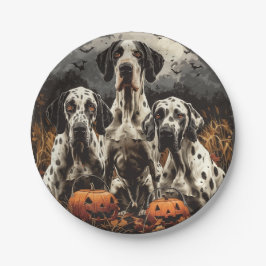 Prato De Papel Halloween - Grande Dane Dogs Jack O Lantern
