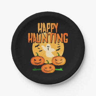 Prato De Papel Halloween Happy Haunting