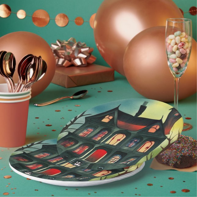 Prato De Papel Halloween Haunted House (Múltiplo)