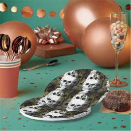 Prato De Papel Halloween Horror - 3 Skulls Graffiti Burst