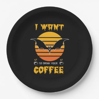 Prato De Papel Halloween I Want To Drink Your Coffee Birthday