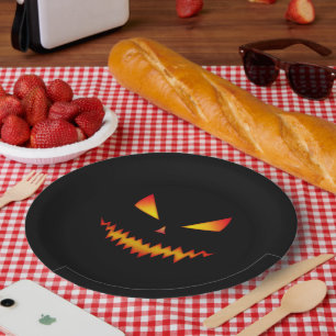 Prato De Papel Halloween Jack O'Lantern encara um mau legal e ass