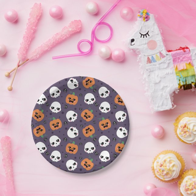 Prato De Papel Halloween Kawaii Pattern (Festa)