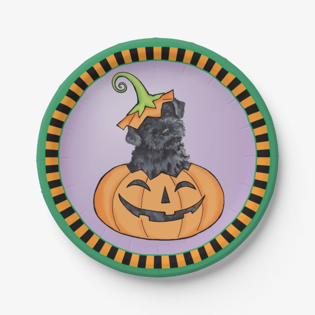 Prato De Papel Halloween Kerry Blue Terrier (Frente)