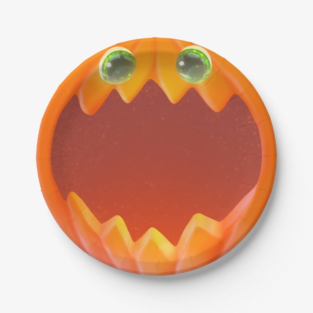 Prato De Papel Halloween Kids Party Pumpkin Paper Plate (Frente)