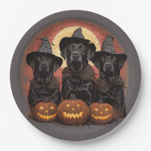 Prato De Papel Halloween Labrador Retriever Cachorros Bruxos