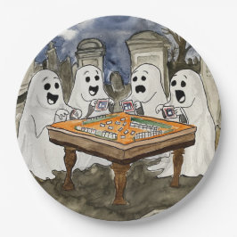Prato De Papel Halloween Mahjong Ghosts