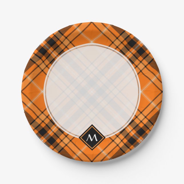 Prato De Papel Halloween Orange Tartan (Frente)