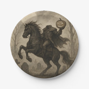 Prato De Papel Halloween/Outono de Cavaleiro Sem Cabeça Vintage/G