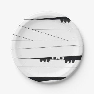 Prato De Papel Halloween Peeking Mummy