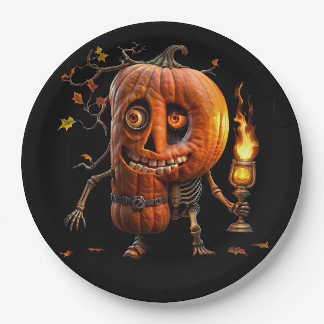 Prato De Papel Halloween Pumpkin (Frente)