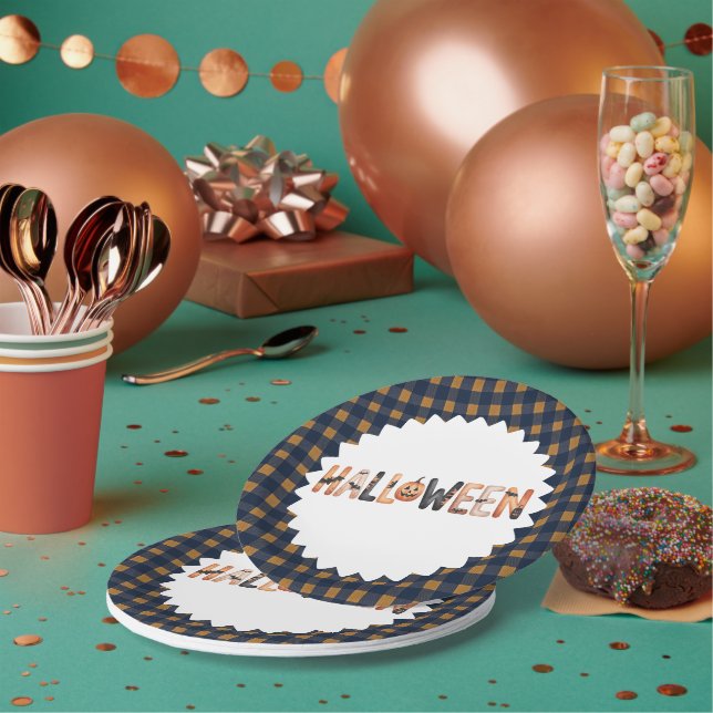 Prato De Papel Halloween Pumpkin Lettering (Múltiplo)