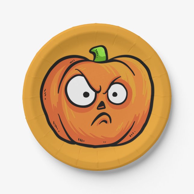Prato De Papel Halloween Pumpkins em placas de papel 2 (Frente)