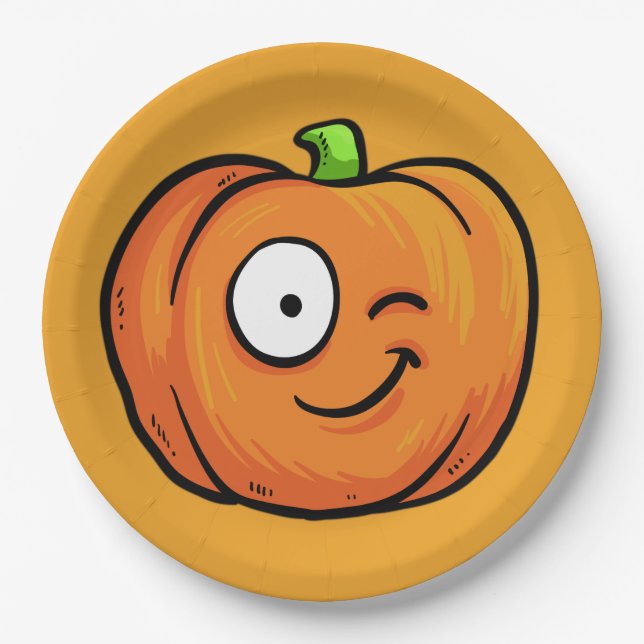 Prato De Papel Halloween Pumpkins em placas de papel 6 (Frente)