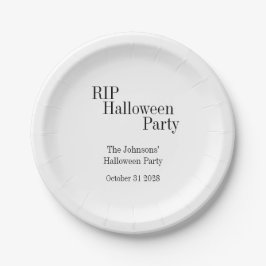 Prato De Papel Halloween RIP Black and White Party