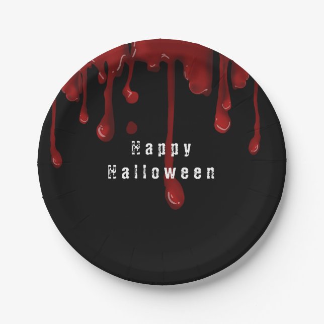 Prato De Papel Halloween Sangue Pingando  (Frente)