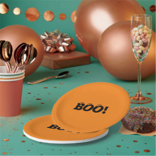 Prato De Papel Halloween Scary Boo! globo ocular - laranja preto