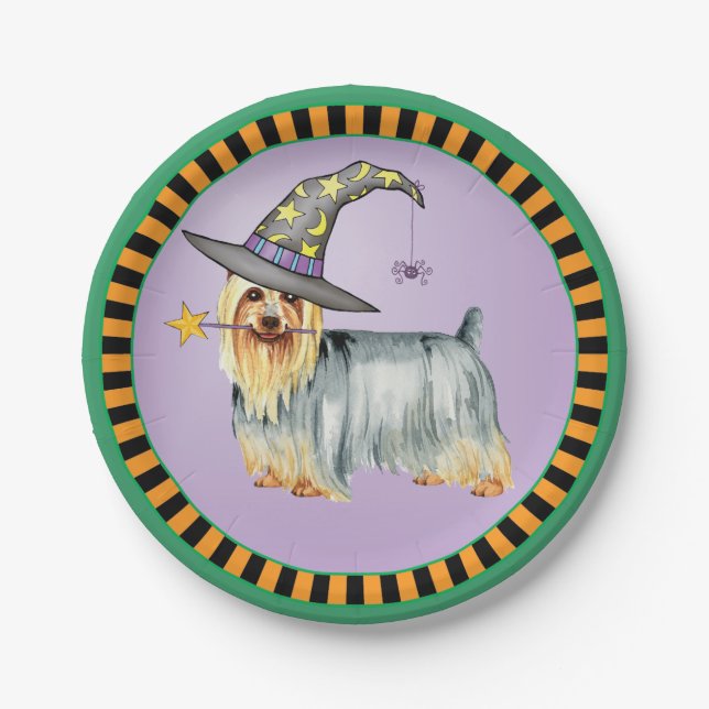Prato De Papel Halloween Silky Terrier (Frente)