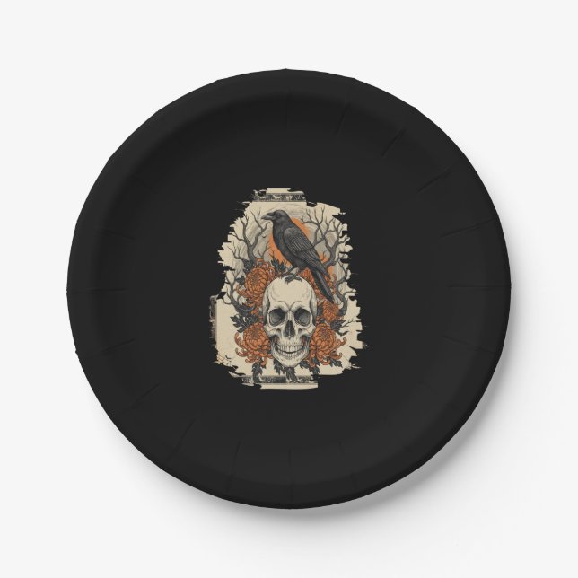 Prato De Papel Halloween Skull (Frente)