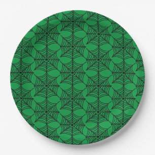 Prato De Papel Halloween Spider Webs em Verde