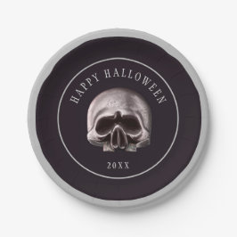 Prato De Papel Halloween Spooky Metal Skull Personalizado