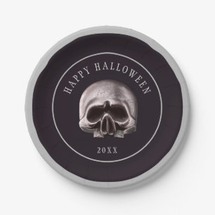 Prato De Papel Halloween Spooky Metal Skull Personalizado