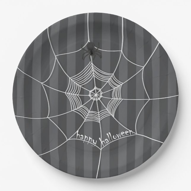 Prato De Papel Halloween Spooky Scary Cute Spider Web (Frente)