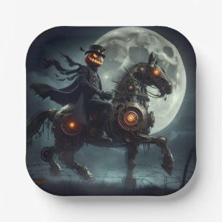 Prato De Papel Halloween Steampunk Cavaleiro Sem Cabeça