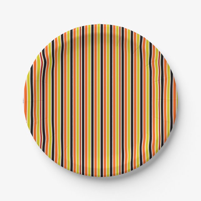 Prato De Papel Halloween Stripes (Frente)