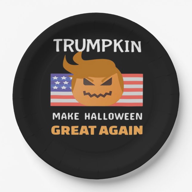 Prato De Papel Halloween Trumpkin Classic (Frente)