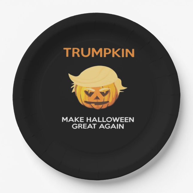 Prato De Papel Halloween Trumpkin V4 (Frente)
