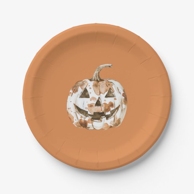 Prato De Papel Halloween Western Cowgirl Cowboy Orange Pumpkin (Frente)