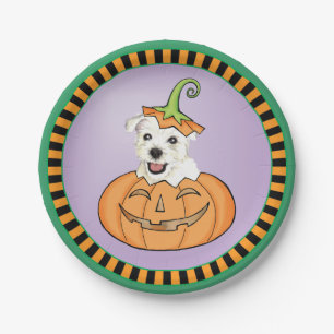 Prato De Papel Halloween Westie
