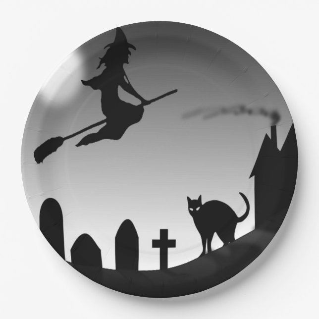 PRATO DE PAPEL HALLOWEEN WITCH SILHOUETTE (Frente)